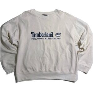 Vintage Timberland Sweatshirt Mens L Light ivory Crewneck Weathergear Logo 90s